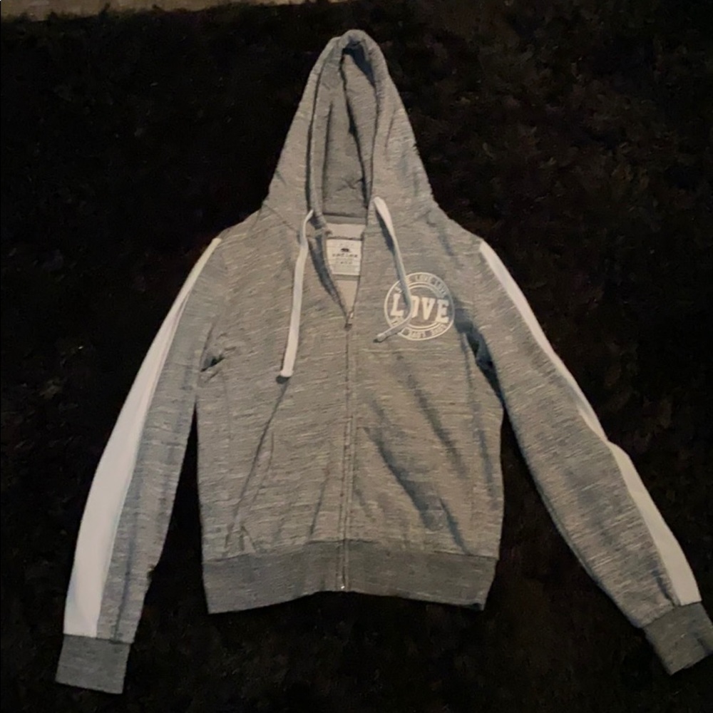 Grey and white love jacket
